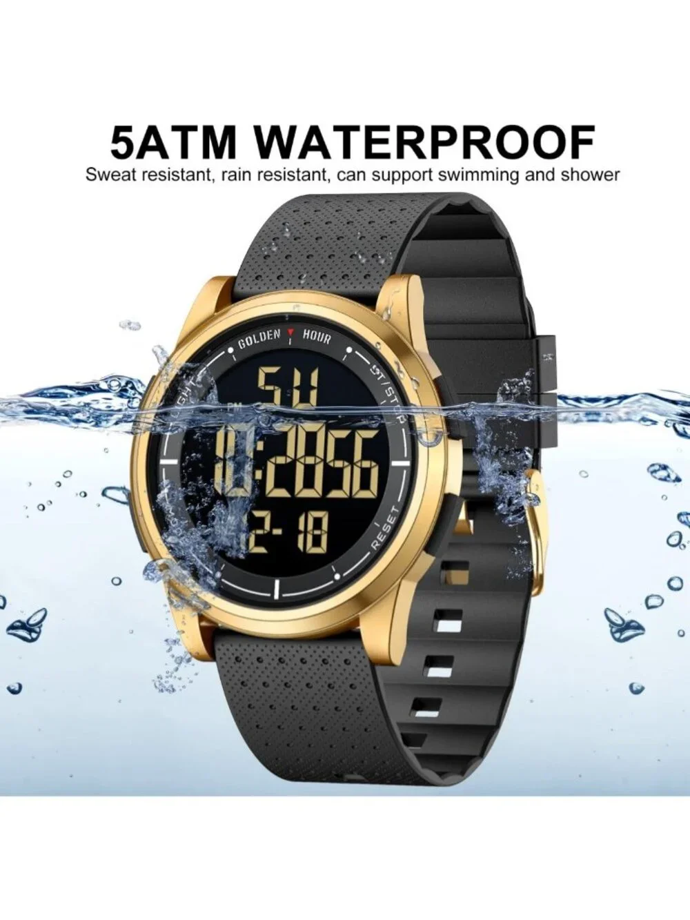Ultra-Thin Minimalist Waterproof Digital Watch for Men & Women, Rubber Strap